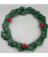 Green Metal Holly Leaf Wreath With Red Bells Christmas Decoration 10&quot; - $19.06