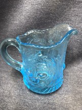 5&quot; Cherry Blossoms Blue Opalescent Pitcher/Creamer LG Wright Excellent - $18.81