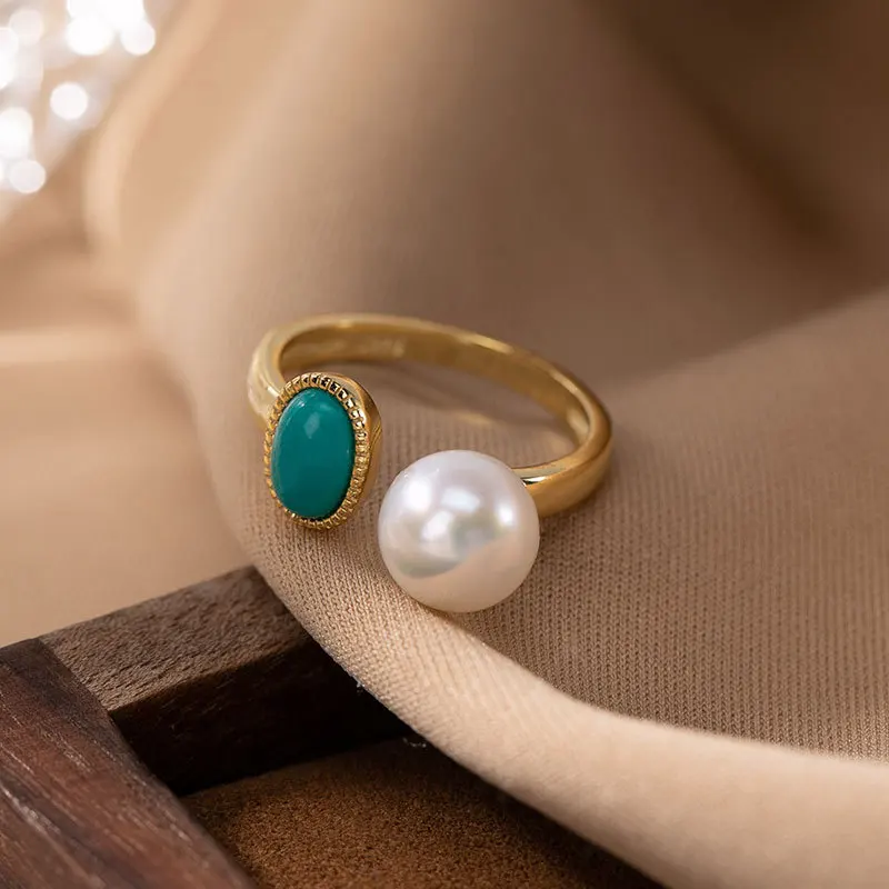 925 Sterling Silver Baroque Pearl Turquoise Gold-plated Jewelry Sets Stud Earrin - £44.83 GBP