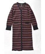 Rare Vintage Ralph Lauren Fair Isle Long Cardigan Sweater Coat Wool M - $372.34 CAD