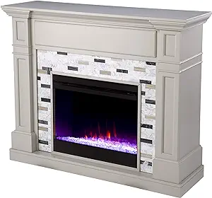 Birkover Color Changing Electric W/Marble Surround, Gray/Black/White - £815.41 GBP