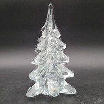 Vintage Art Glass Christmas Pine Tree Holiday Figurine 6.25&quot; High Clear ... - $14.84