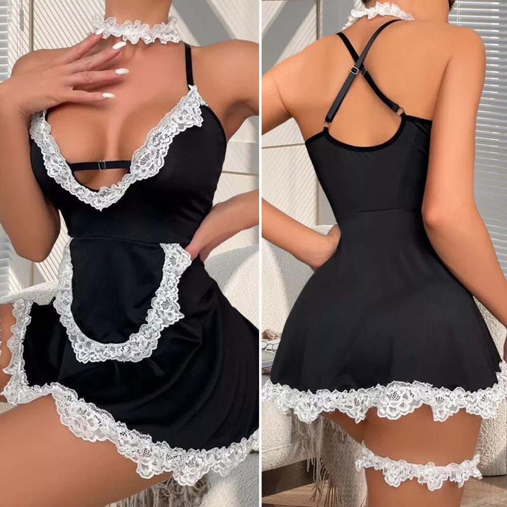 Women Sexy Lingerie Lace Underwear French Maid Nurse Cosplay Babydoll Sleepwear - $22.08