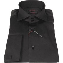 Men Shirt AXXESS Turkey Egyptian Cotton High Collar French Cuffs 224-05 Black image 3