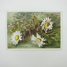 Victorian Christmas Card Hildesheimer &amp; Faulkner Pink White Daisy Flower Antique - £4.73 GBP