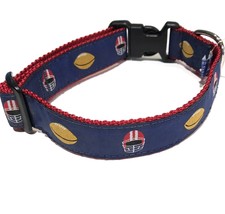 New Preston Dog Collar Size Medium Footballs Helmet Sports Blue Red 1.25&quot; - £11.86 GBP