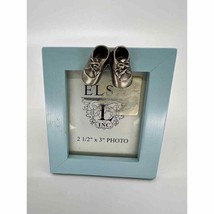 Vintage ELSAL Inc Baby Blue Silver Plated Baby Shoes Picture Frame 2 1/2... - £13.26 GBP