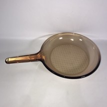 Corning Vision Ware Amber 10 inch Glass Skillet with Waffle Bottom France - £19.90 GBP