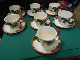 -Magnificent FRANCISCAN  &quot;Apple&quot; Pattern ...Set of 7 CUPS &amp; SAUCERS - £20.26 GBP