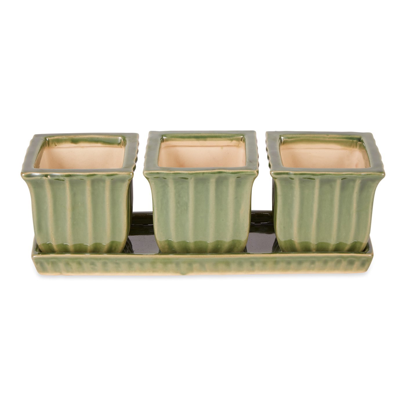 Green Square Ceramic Small Planter Set of 3 - £25.09 GBP