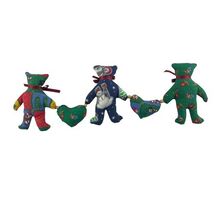 Holiday Garland Handmade Christmas Fabric Teddy Bears and Hearts 22&quot; Long - €21,07 EUR