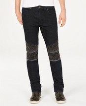 $99 I.N.C. Men&#39;s Slim-Straight Fit Stretch Studded Jeans, Dark Wash, 33x30 - £23.73 GBP