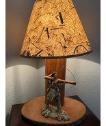 RARE 1970&#39;s Vintage Rustic Cabin Lamp Native American Archer Wood Base/ ... - $143.03 CAD