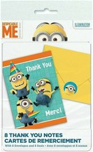 Despicable Me Minions 8 Thank You Merci Note Cards With 8 Envelopes 8 Seals  - £4.01 GBP