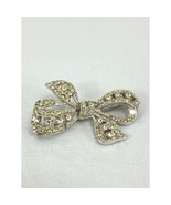 Vintage Silver Tone Faux Marcasite Ribbon Pin Brooch Holiday Festive - $33.74 CAD