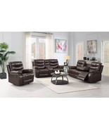 Devizes Brown Air Leather Reclining Sofa Set with Drop-Down Console - $2,912.16 CAD