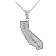 925 Sterling Silver California Golden State Map United States Pendant Necklace - £25.17 GBP+
