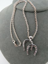 Lisa Welch Double Horse Shoe Pendant Necklace Sterling Silver 13.52g Marked 925 - £157.70 GBP