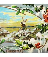 Christmas Greetings 1910s Postcard Embossed Windmill Winter Unposted PCBG6B - $505.96 MXN