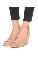 Tory Burch Marion Cork Wedges Gold Flake Espadrille Sandals Size 8.5 Ankle Strap - £57.06 GBP