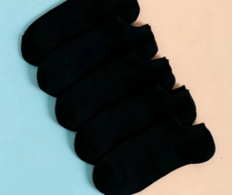 5pairs Unisex Low-Cut Solid Color Socks (Size 6-9) &quot;BLACK&quot; ~ NEW!!! - $8.59