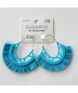 Sugar Fix Large Blue Fanned Embellished Hoop Earrings Nickel Free NWT - £5.99 GBP