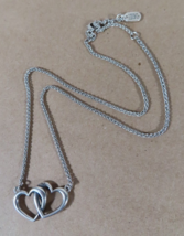James Avery Double Heart Linked Necklace 925 Silver Adjustable Length 16-18&quot; - £77.83 GBP
