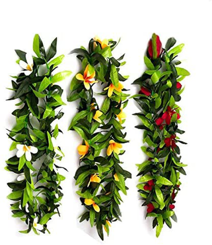 Artificial Flowers Leaf Leis For Graduation Hawaiian Luau Party Favors 3 Pack  - £18.82 GBP