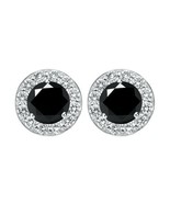 14K White Gold Plated 1.75 Ct Simulated Diamond Round Halo Stud Earrings - £130.73 GBP