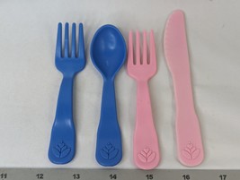 Fisher Price Fork Spoon Knife Lot Pink Blue Vintage - $9.95