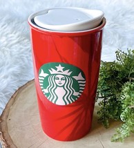 Starbucks 2014 Holiday Christmas Ceramic Travel Tumbler 12 Oz Mug Checkl... - $329.35 MXN
