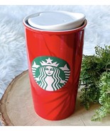 Starbucks 2014 Holiday Christmas Ceramic Travel Tumbler 12 Oz Mug Checkl... - $329.35 MXN