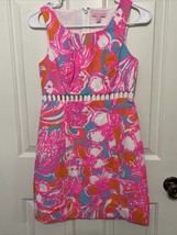 Lilly Pulitzer Iggy Shift Dress Size 0 Cutout Neon Retro Mod Preppy Beach - $37.39