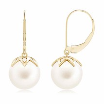 Freshwater Cultured Pearl Drop Earrings in 14k Solid Gold (AA, 10MM) - £250.50 GBP
