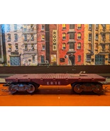 Marx Trains Used  #586A/04563  Plastic ERIE Stake Side Flat Car  Maroon  - $8.00