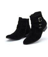 Men Black Monks Suede  Derby Toe Luxury Handmade Men&#39;s Ankle Leather Dre... - $205.14 CAD+