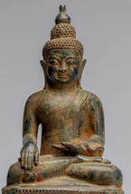 Antique Indonesian Style Seated Bronze Javanese Enlightenment Buddha - 35cm/14&quot; - £1,140.08 GBP