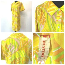 Vintage Duster House Dress size 10 Dusters Brand Yellow Pink Orange Snap PJ - £19.89 GBP