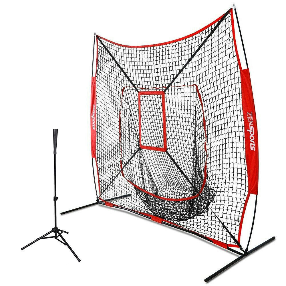 Compac7'7' Baseball Practice Net W/Strike Zone+ Batting Tee Training W/Bag Sets