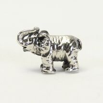 Miniature Elephant Figure Silver Tone Metal Trunk Up Statue Trinket .9" ... - $9.79