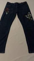 Anthropologie Pilcro Women&#39;s Jeans Slim Boyfriend Sequins Blue Size 30 X 30 - $34.65