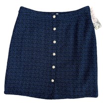 NEW Nanette Lepore Skirt Size 16 XL Extra Large Blue Black Tweed Pearl B... - $31.49