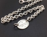 15.5” Please Return To Tiffany &amp; Co Sterling Silver Oval Tag Choker Neck... - £316.51 GBP