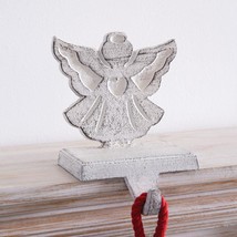 Whitewashed Cast Iron Angel Christmas Stocking Holder - Rustic Country Farmhouse - £35.73 GBP