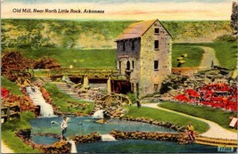 Arkansas Little Rock Old Mill Red Flowers Posted 1949 Nebraska Vintage Postcard - £7.51 GBP