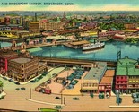 Vtg Linen Postcard - Bridgeport Connecticut CT Plaza Harbor Buildings Ol... - $4.90