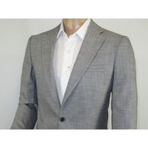 Men Sport Coat by Berlusconi Turkey Soft European Plaid #AT77 02 Gray Linen image 4