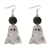 Halloween Spider Web Ghosts Earrings 3 1/4&quot; See Thru Transparent - £9.49 GBP