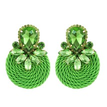 New Green Series Set Earrings Designer Jewelry Crystal Tassel Za Accessories Han - £10.49 GBP