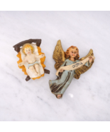 Vintage Christmas Nativity Baby Jesus Manger + Hanging Angel Pair Italy ... - £30.48 GBP